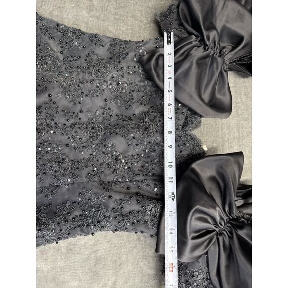 LoveShackFancy Kakena Off-The-Shoulder Beaded Minidress Black Small - Picture 11 of 14